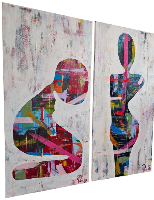 Mood & Motion (Sold as a pair or £250 as individual paintings)